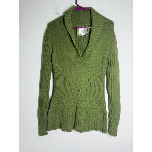 VNG Old Navy Women’s Sweater Green Cowl Neck Angora Rabbit Lambs Wool Blend Sz M - Picture 1 of 8